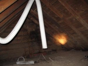 plastic vent is discharging the moist air